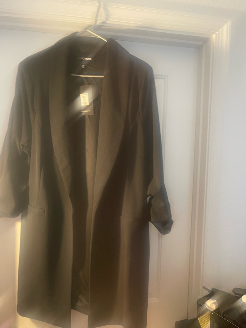 Fashion Nova Black Longline Open-Front Blazer